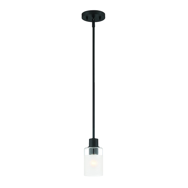 Designers Fountain Cedar Lane 60 Watt 1 Light Matte Black Pendant with Clear Etched Glass Shade D236M-4P-MB - main